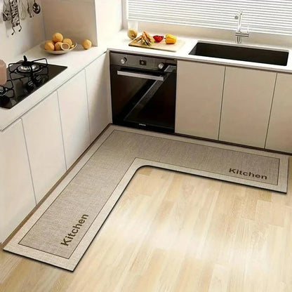 Tapis de cuisine absorbant antidérapant en forme de L