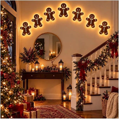 Décoration murale 3D lumineuse en bois JulGlow lot de 7