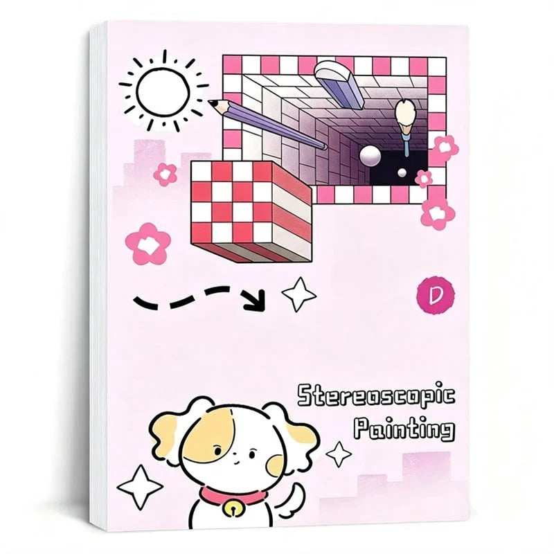 Livre de dessin 3D pour enfants avec activités de coloriage et de découpage