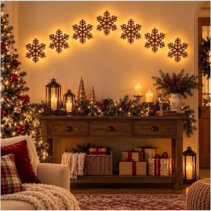 Décoration murale 3D lumineuse en bois JulGlow lot de 7