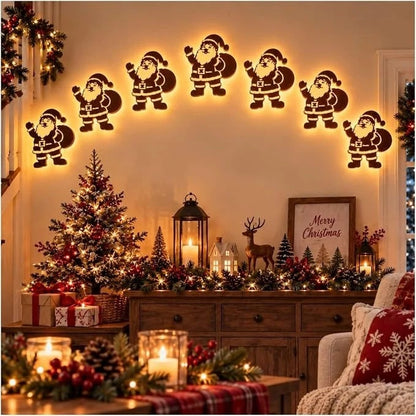 Décoration murale 3D lumineuse en bois JulGlow lot de 7