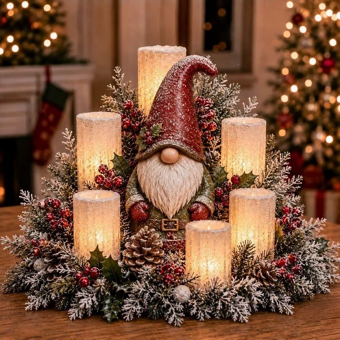 Centre de table de Noël lumineux avec bougie sans flamme